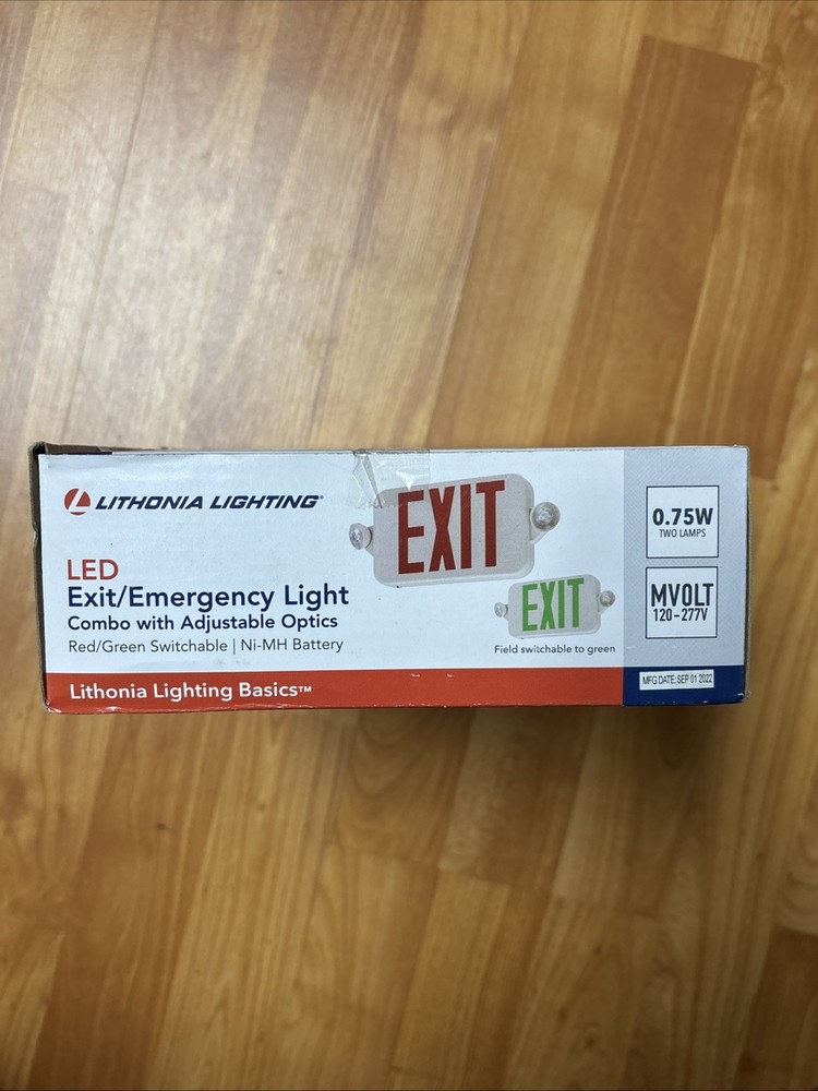 Lithonia Lighting Switch Hardwired LED White Exit Sign and Emergency Light OPEN