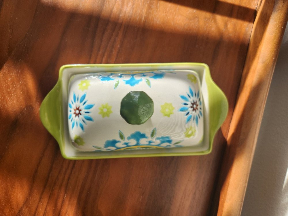 Ceramic Butter dish with Lid Hand Painted