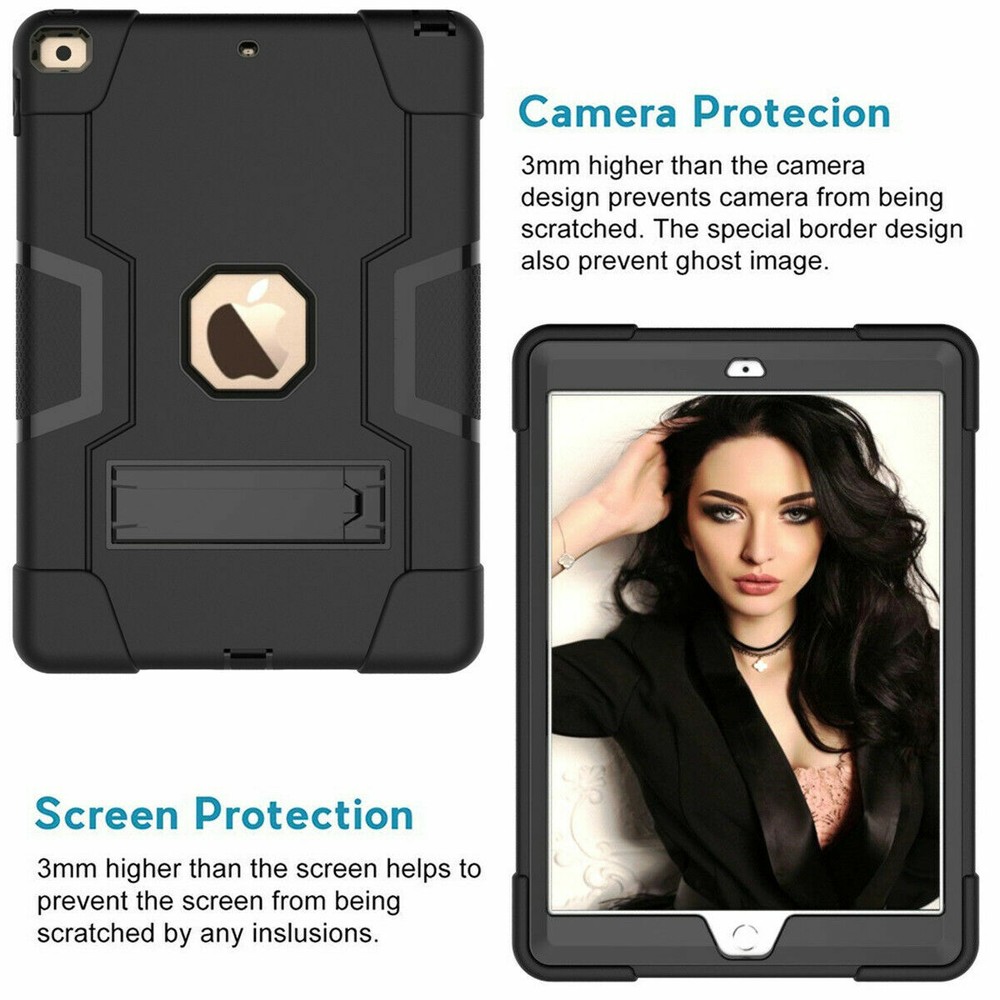 For iPad 7th Generation 10.2 2019 Case Shockproof Rubber Armor Hard Stand Cover