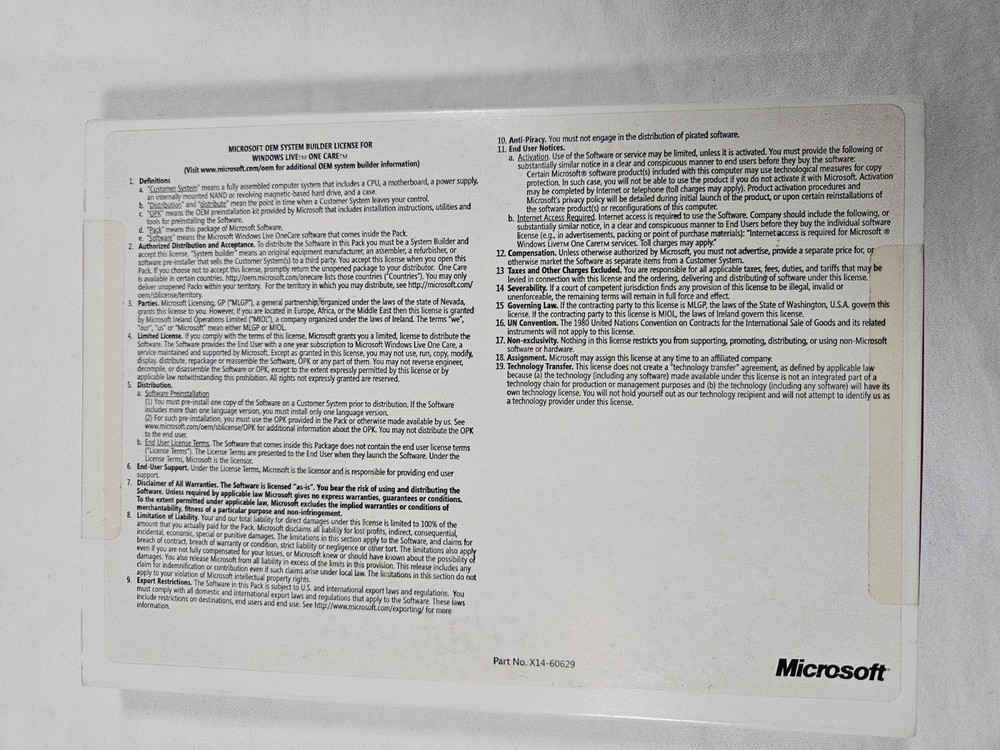 Microsoft Windows Live One Care XP + Vista 32-Bit Antivirus Antispyware Firewall