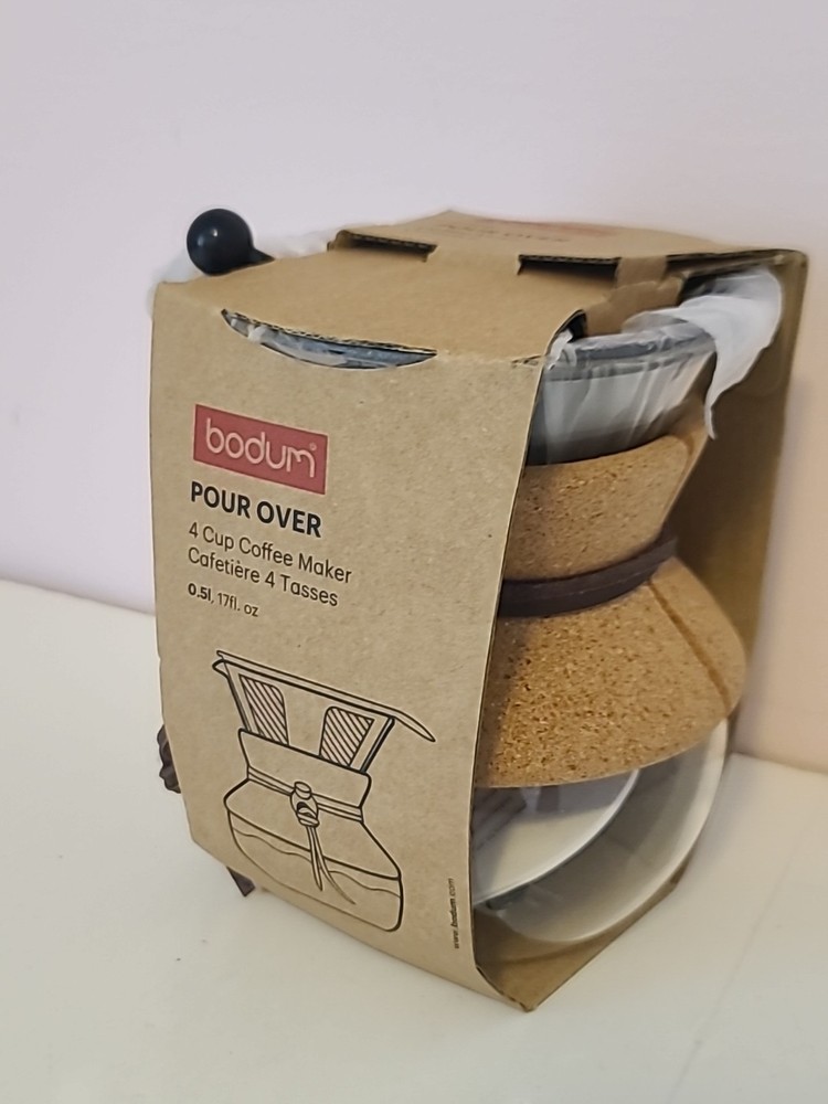 BODUM Pour over Coffee Maker Grip 4 Cup  Double Wall Cork