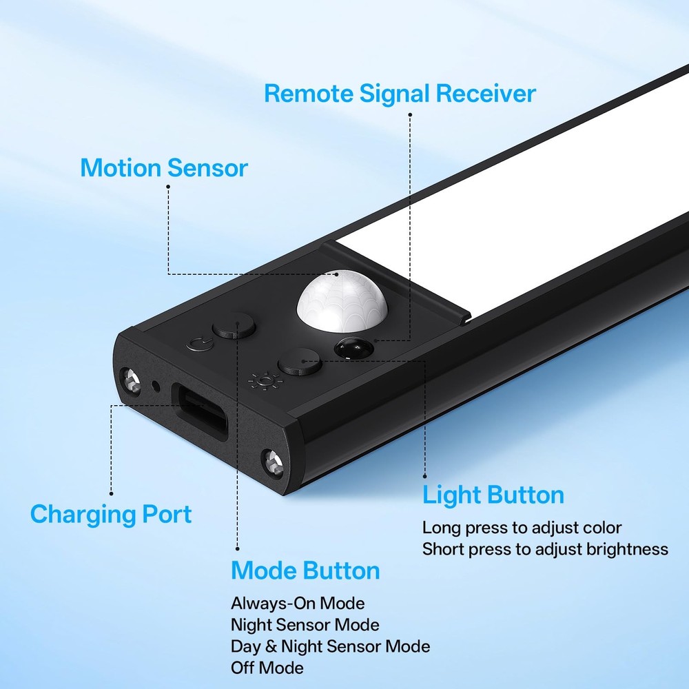 Under Cabinet Lighting Wireless,Motion Sensor Light Indoor Rechargeable,3Colo...