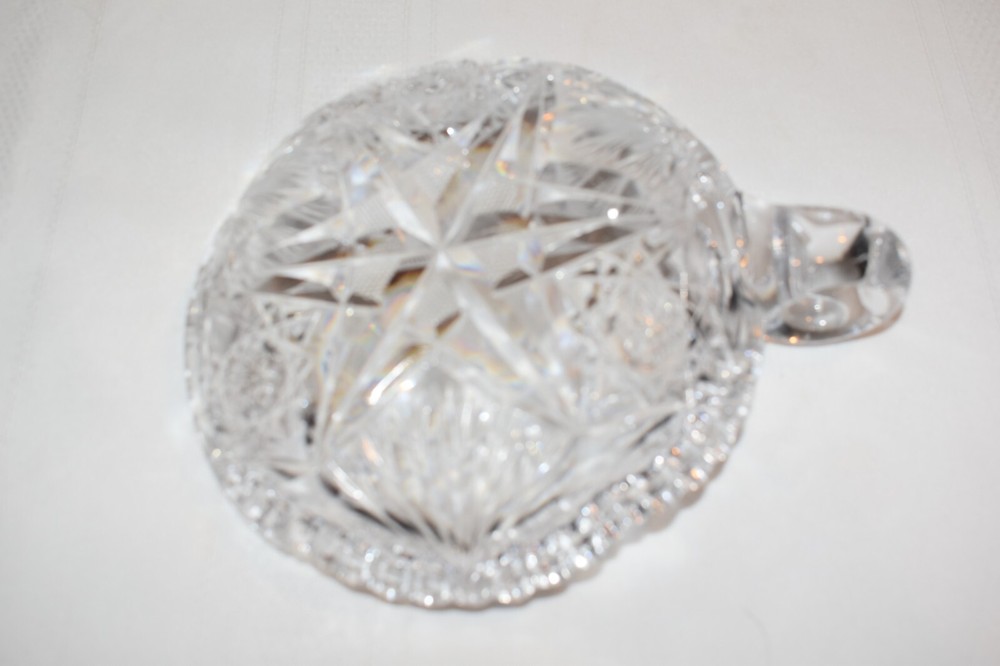 Clear Crystal Candy Dish with Handle Star Pattern