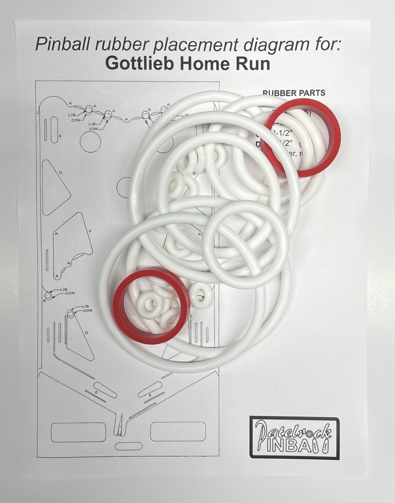 1971 Gottlieb Home Run Pinball Machine Rubber Ring Kit
