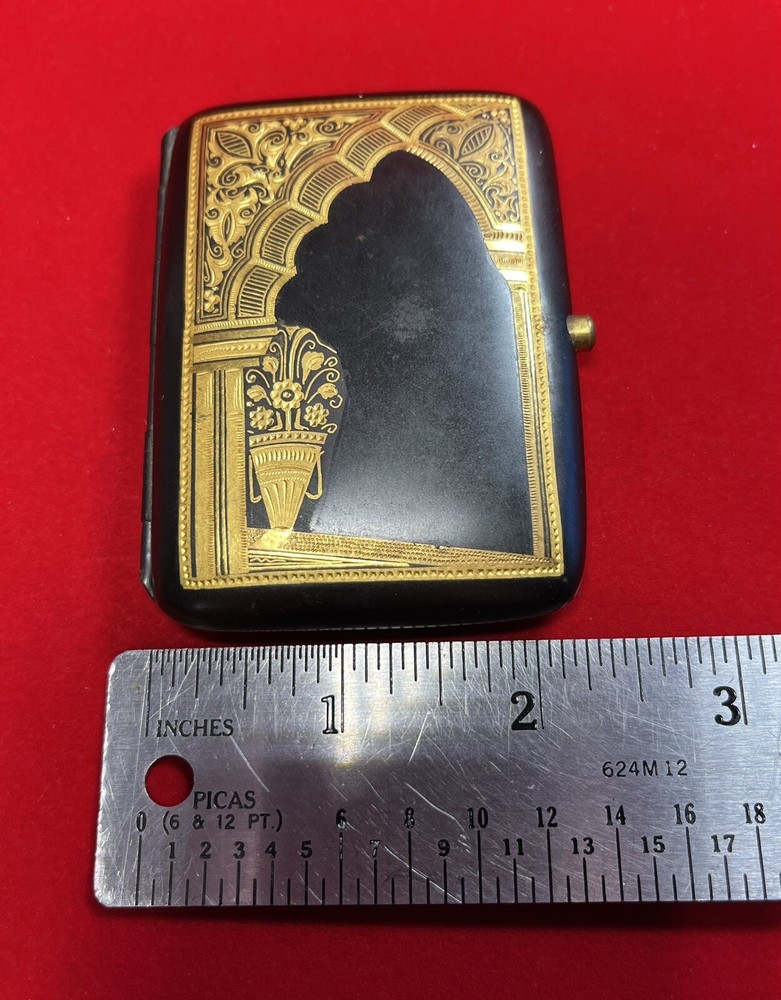 Toledo Gold on Black Metal Cigarette Case
