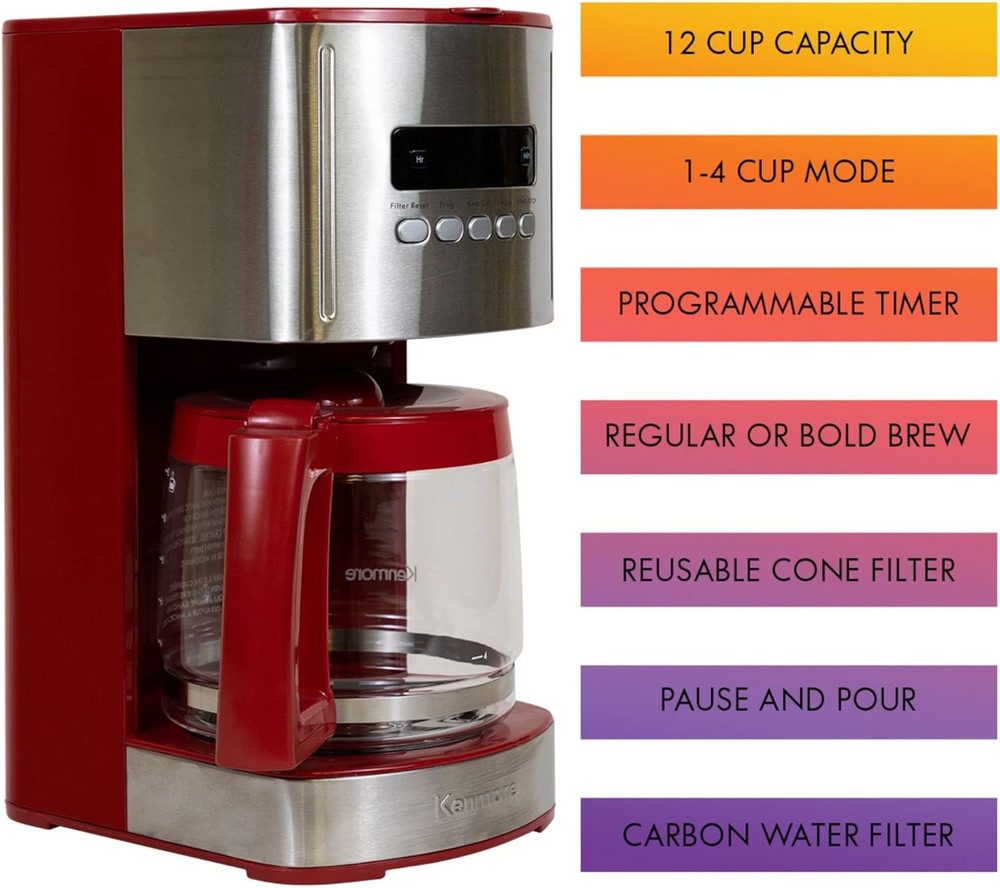 40707 12 Cup Programmable Coffee Maker in Red