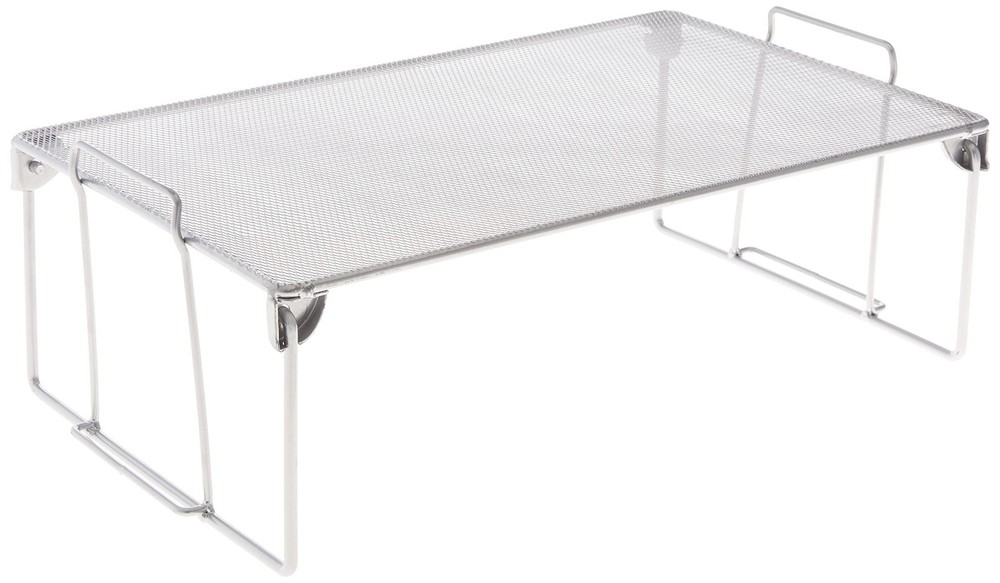 YBM Home Stackable Mesh Shelf Silver Storage Rack for Kitchen/Office Wire Org...
