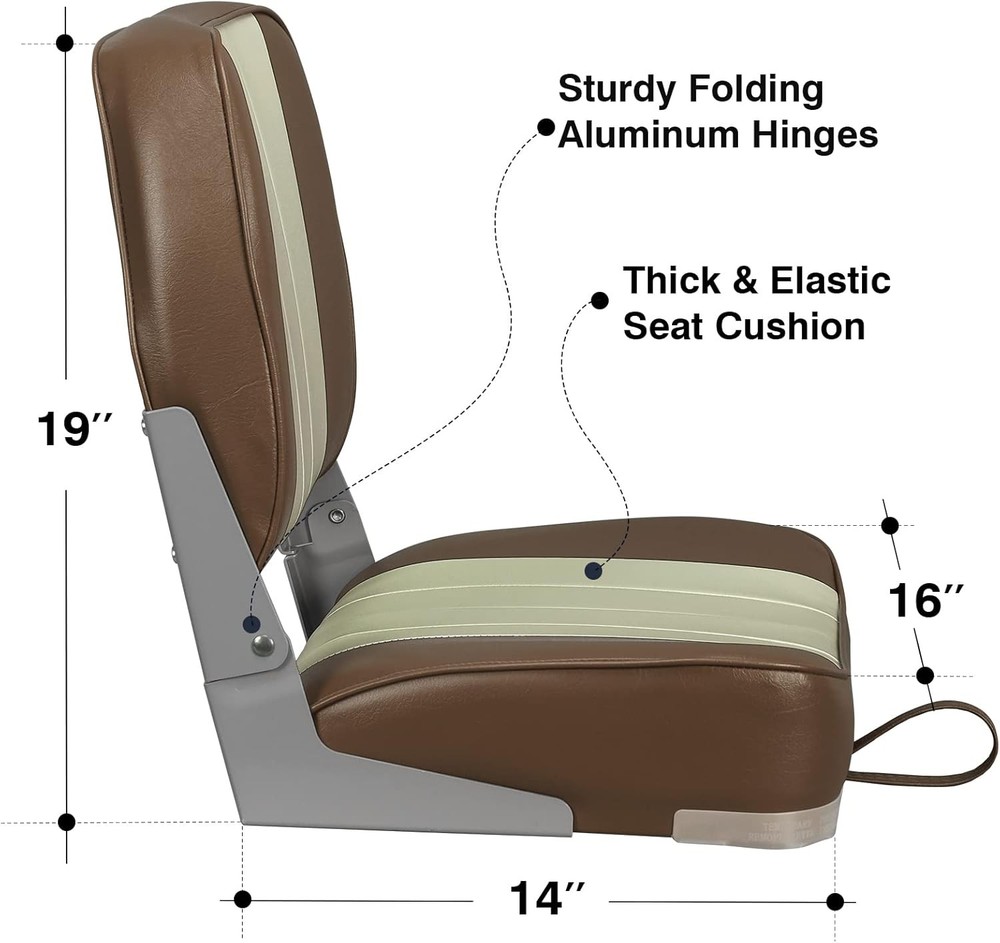 Leader Accessories Classic Low Back Folding Boat Seat A-Brown/Sand