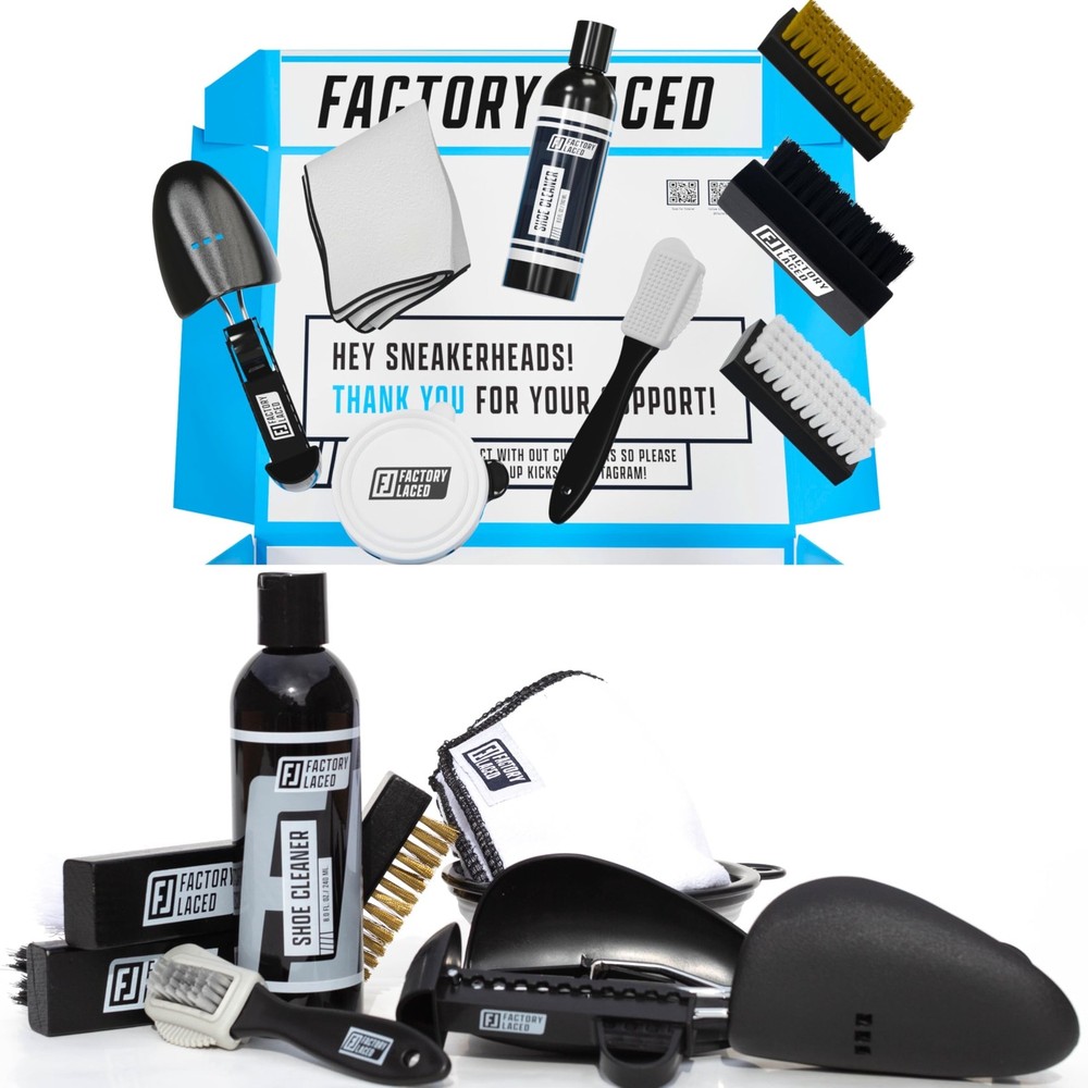 Shoe Cleaning Kit - 8oz Solution, 4 Brushes, Trees & Towel for All Materials