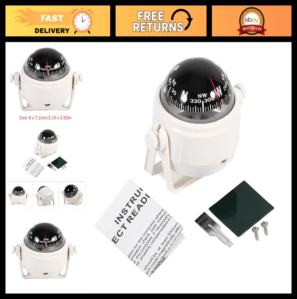 Waterproof Marine Dashboard Compass for Car, Boat, Watercraft & Caravan - Easy M