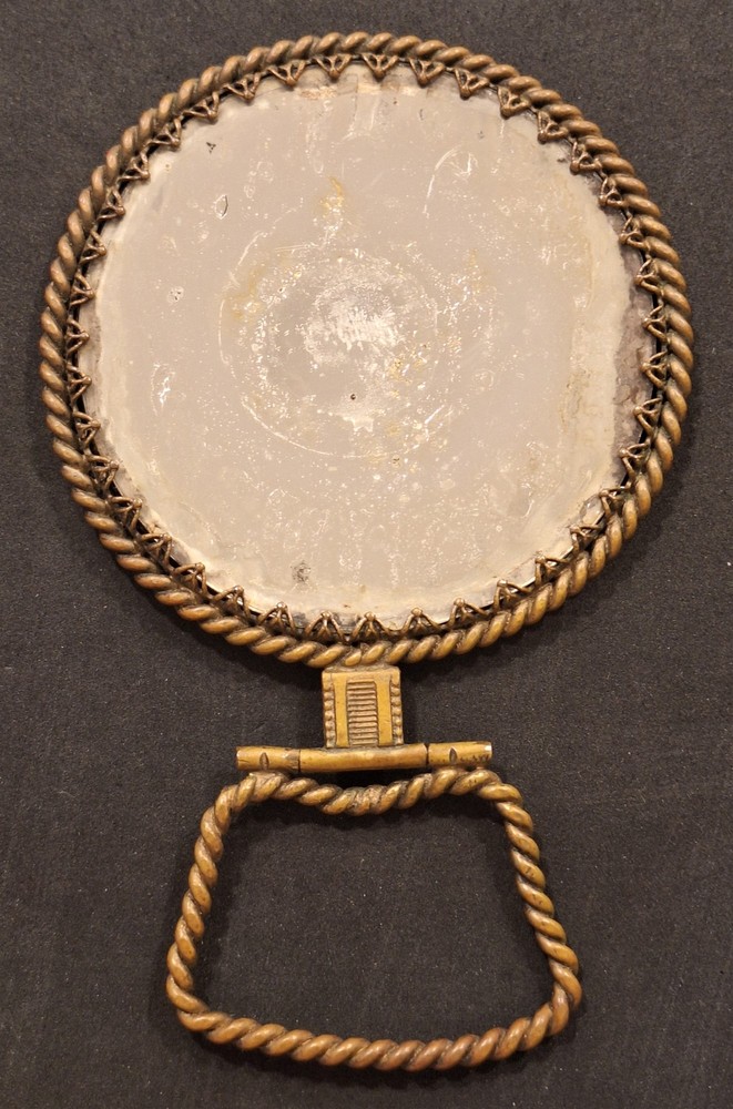 Vintage Brass Filigree Mirror Double Sided Magnifying Small
