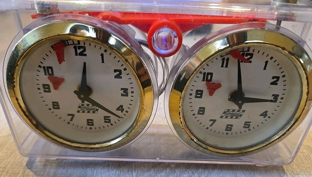 Vintage APFY ROLLAND Chess Clock Analog Mechanical Timer Clear Acrylic