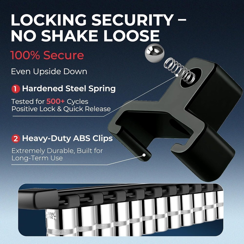 9-Piece Adjustable Socket Storage System for Tool Boxes - ABS Design