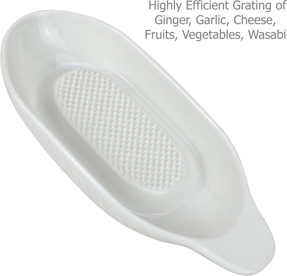 Ceramic Ginger Grater Plate with Scraper for Grinding Wasabi Ginger Garlic Chees