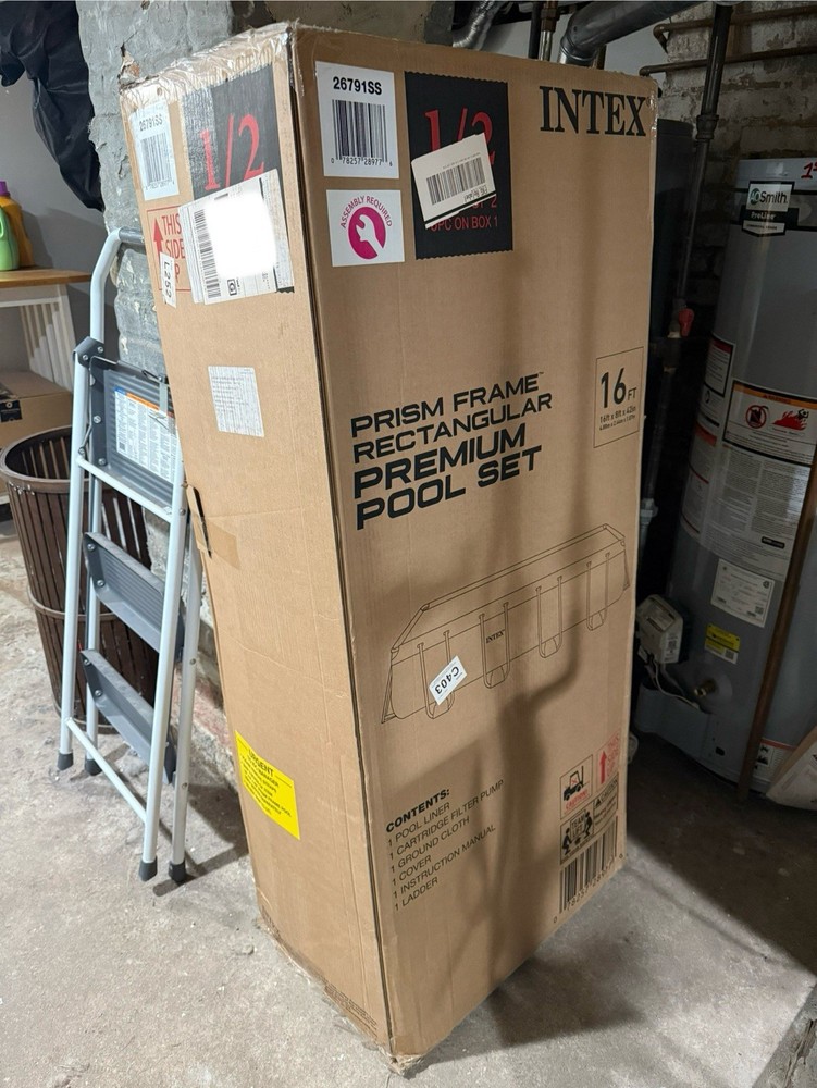 Intex 16' x 8' x 42" Prism Frame Rectangular Above Ground Swimming Pool Set