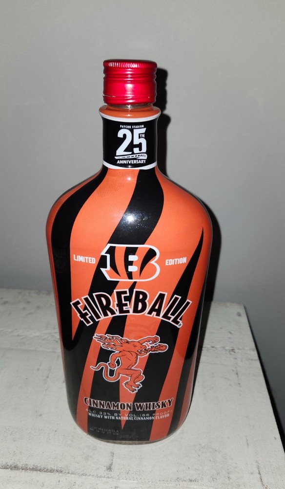 ⭐️⭐️⭐️⭐️⭐️ EMPTY NFL Cincinnati Bengals Lim Edition Fireball Whisky Bottle w Cap