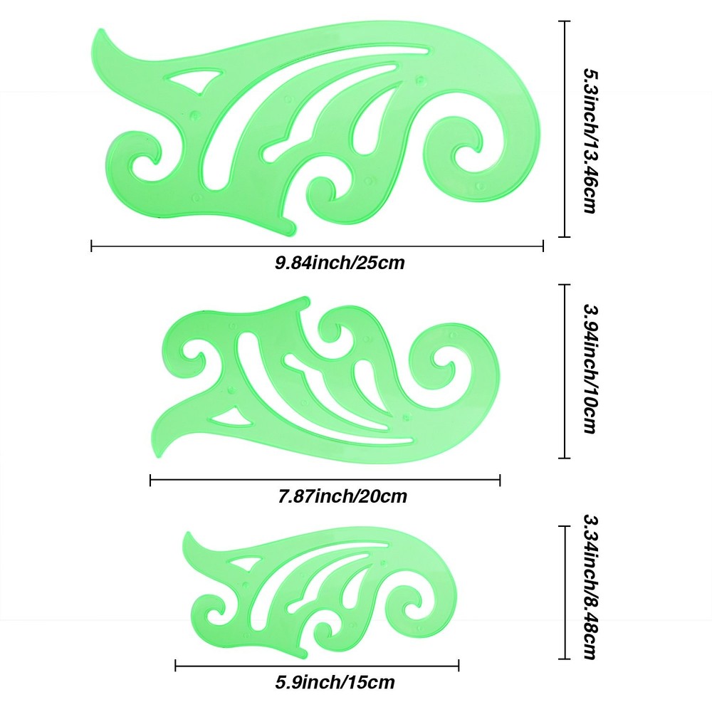 6 Pieces Plastic French Curve Ruler Multi-Function Comic Template