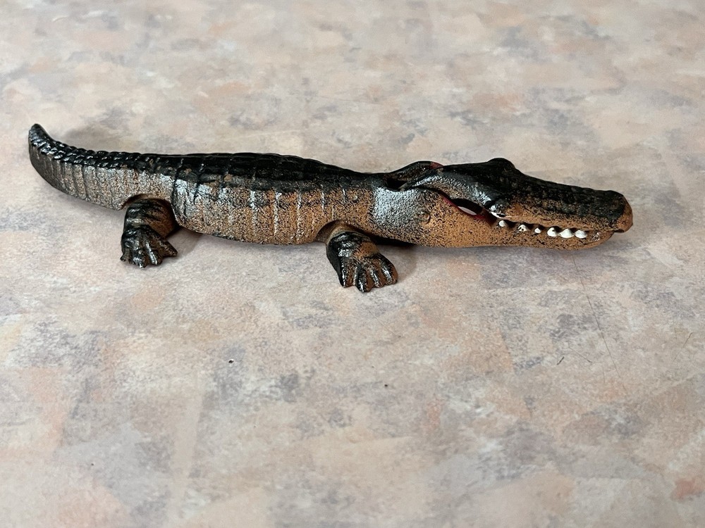 Vintage Cast Iron small Alligator original paint Nutcracker
