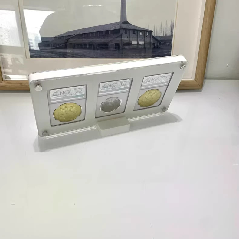 3 Grids Colored Desktop Display Frame Protective Case For NGC/PCGS Holder