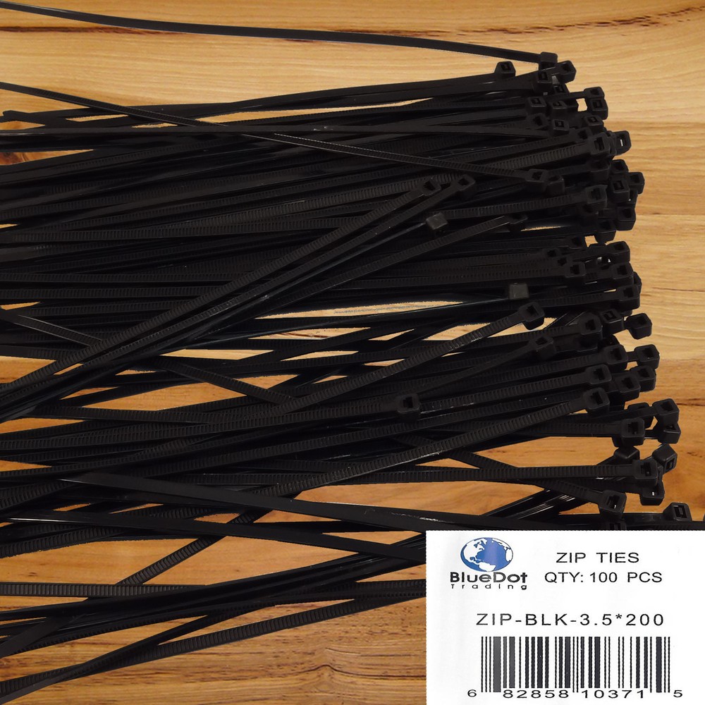 100 Pack PCS 8" inch Network Cable Cord Wire BLACK Tie Strap 40 Lbs Zip Nylon