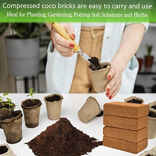 Expanding Coconut Coir Brick, 2-Pack Compressed and Lightweight for Planting