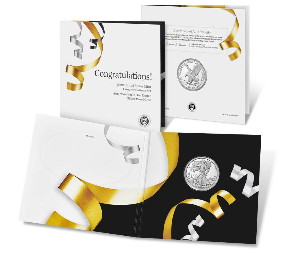 IN STOCK: 2022 W PROOF SILVER EAGLE CONGRATULATIONS SET 22RF