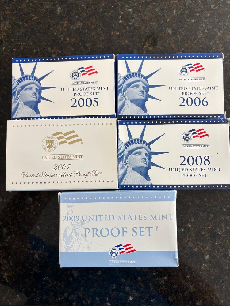 2005-2009 US Proof Set Lot (5 sets) - 2005, 2006, 2007, 2008, 2009