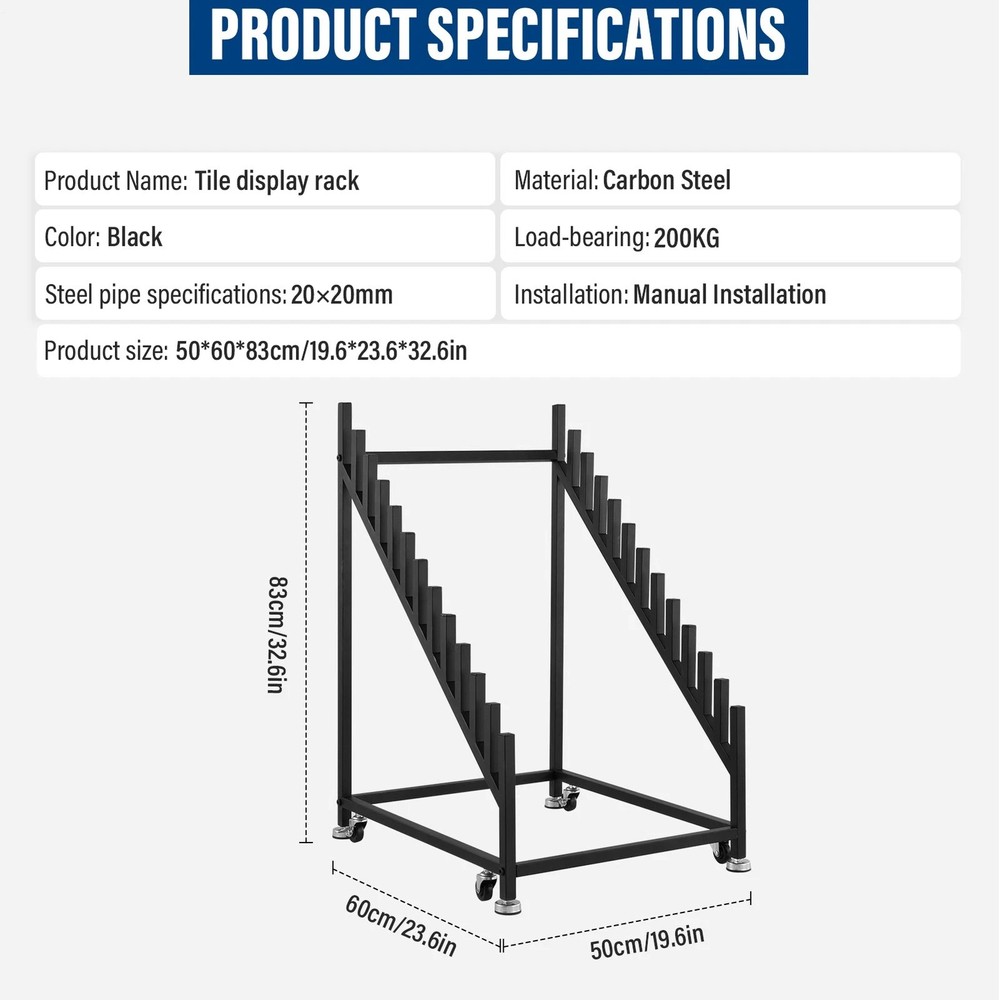 12-tier Tile Sample Display Stand, Standing Slotted Flooring Display Shelf,
