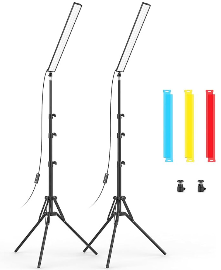 2 Pack LED Video Light Stick with 62.99'' Tripod Stand/Color Filter, Dimmable