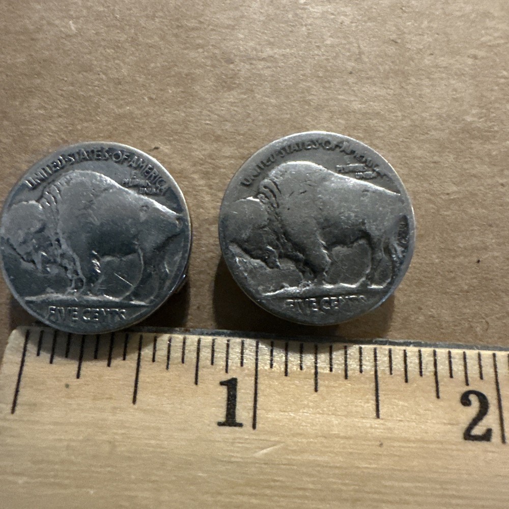 Pair Of Real Buffalo Nickel Button Clips