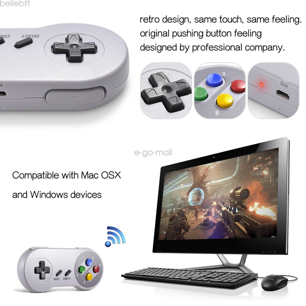Wireless SNES Controller with Receiver for Super Entertainment System& PC Wins
