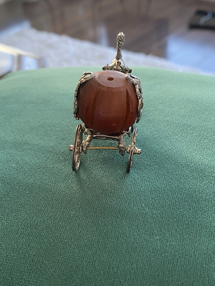 Rare Hallmarked 800 Solid Silver Cinderella Pumpkin Cariage Miniature