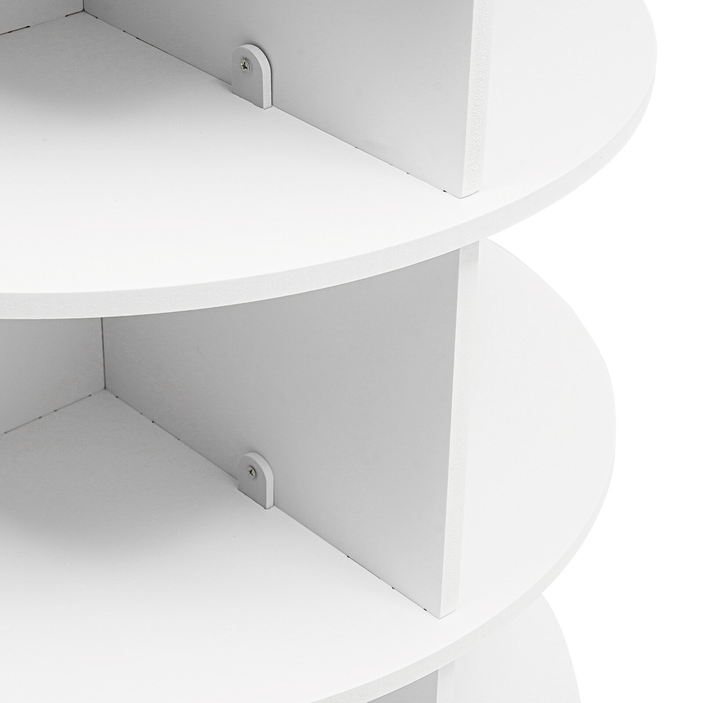 4-Tier Rotating Shoe Rack Tower 360° Spinning Shoe Display PVC White