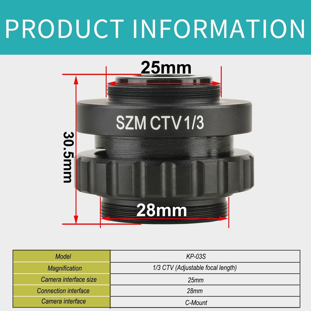 1/3 CTV Microscope Interface Adjustable Focal Length 28mm Mounting Interface