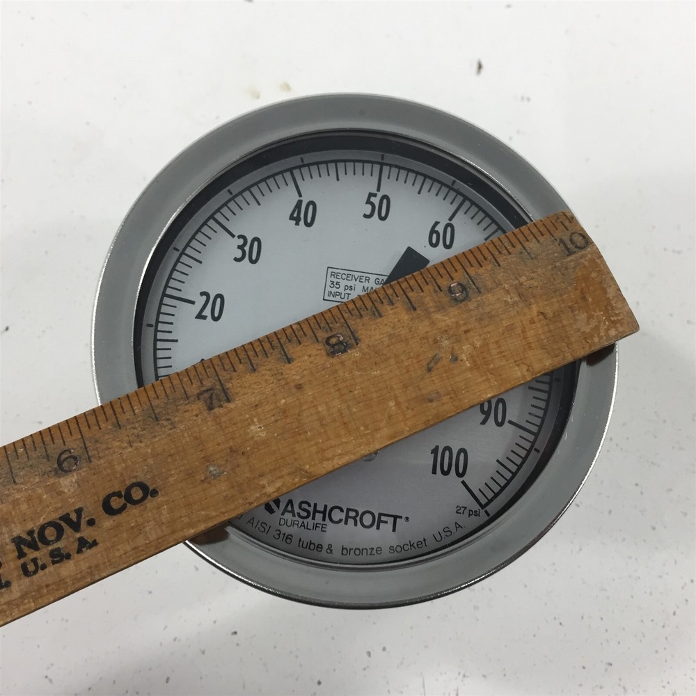 Ashcroft Receiver Gauge 3.5" 3-27PSI 0-100% Back Panel Mount
