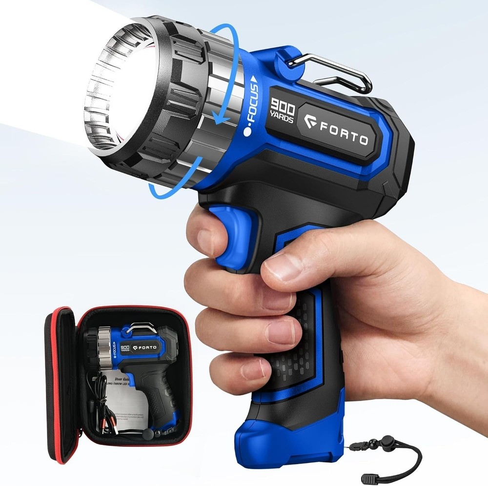 Compact Rechargeable Spotlight with Adjustable Focus, Handheld Spotlight