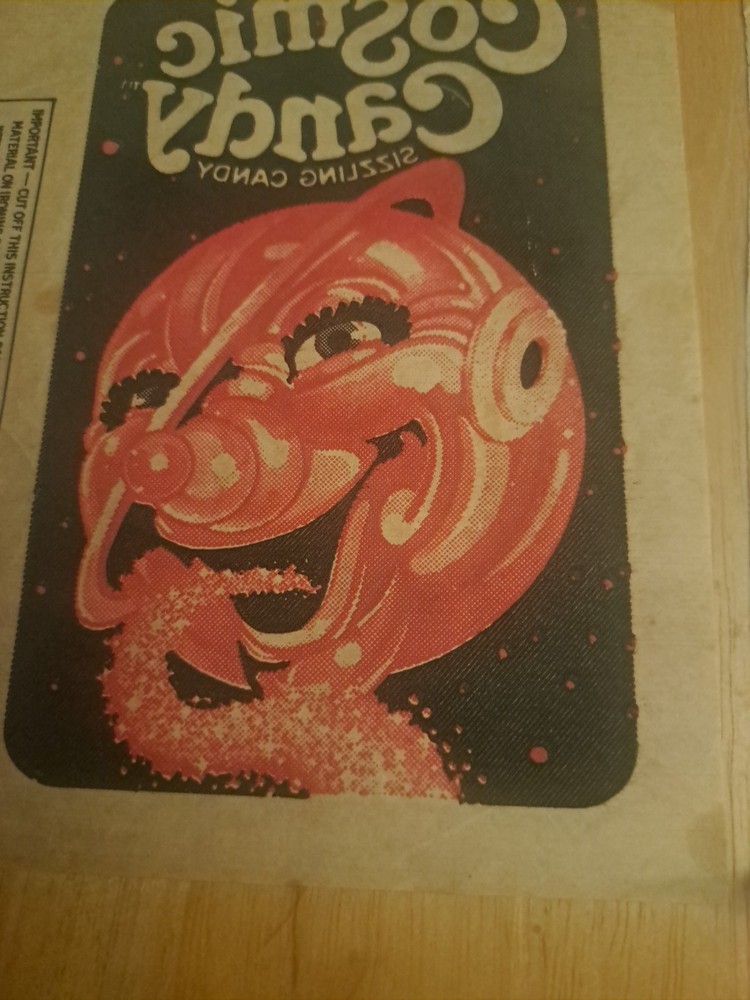 1970's COSMIC CANDY Sizzling Candy 2 IRON-ON TRANSFER PATCH / Wrapper Fire Ball