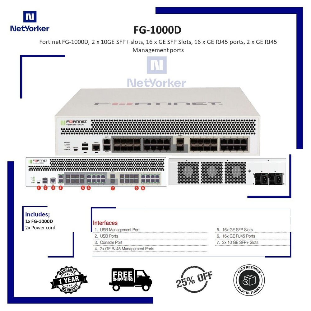 Fortinet FortiGate FG-1000D 1000D Network Security/Firewall Appliance- Fast Ship