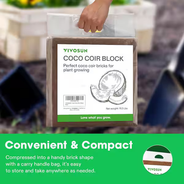 11 lbs. Organic Compressed Coco Coir Brick Coconut Fiber