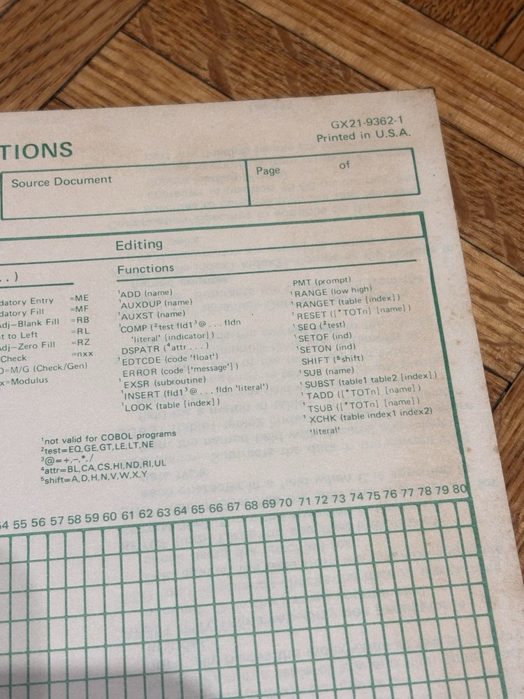 Vintage IBM 5280 Data Description Specification Sheets - UNUSED BOOK