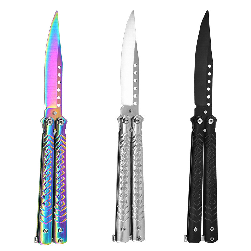 New Butterfly Training Knife Comb Trainer Metal Non Sharp Dull Practice Tool