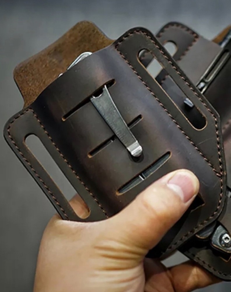 Best LeatherMan Folding Blade Pocket Knife Multitool Sheath EDC Belt Organizer