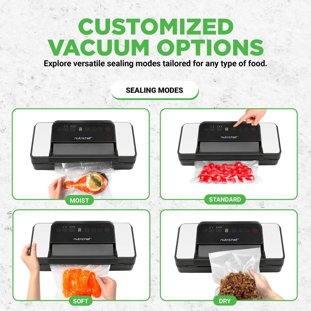 NutriChef Automatic Food Vacuum Sealer w/ Double Sealing Function (Black)