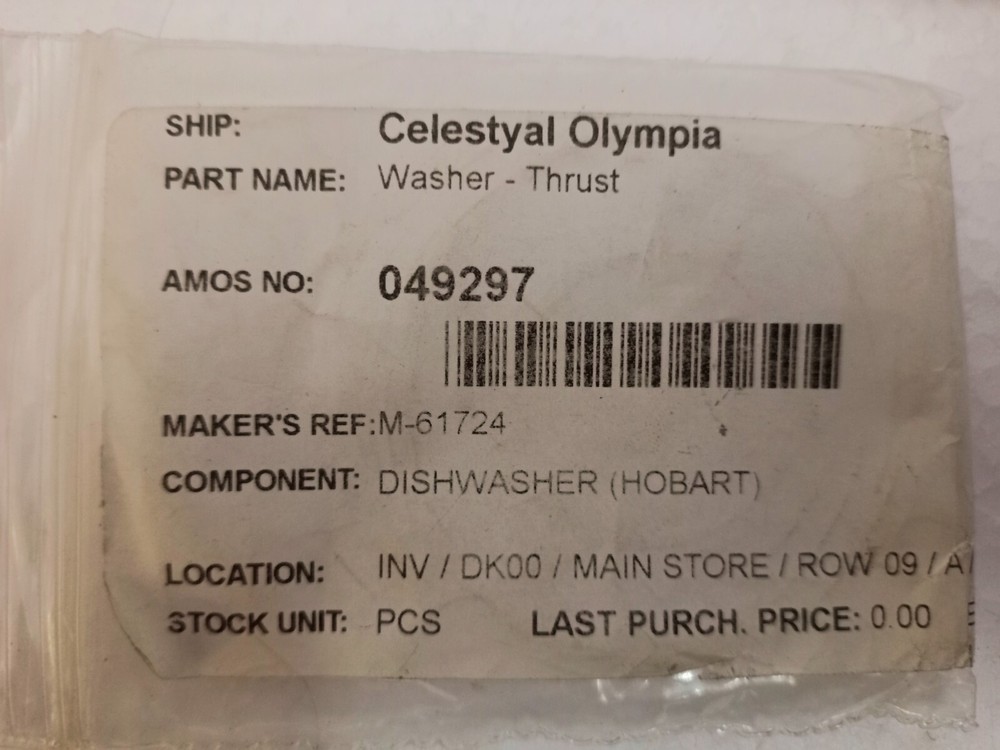 Hobart 00-61724 Washer Thrust Lot 4 Pcs