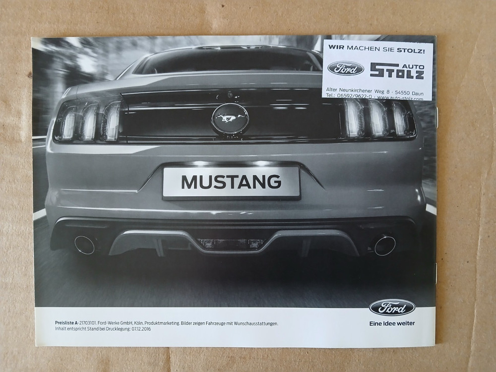 2017 FORD MUSTANG BROCHURE ORIGINAL! GERMAN LANGUAGE 62 PAGES MINT!