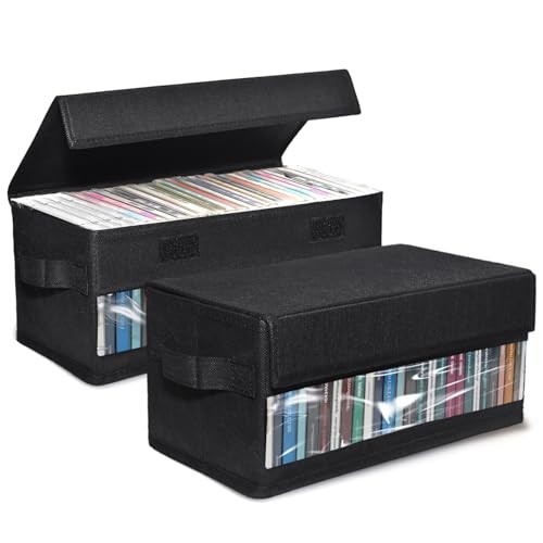 CD Storage Boxes - Pack of 2 CD Cases - 14" x 5.9" x 2 Pack With Visual Window