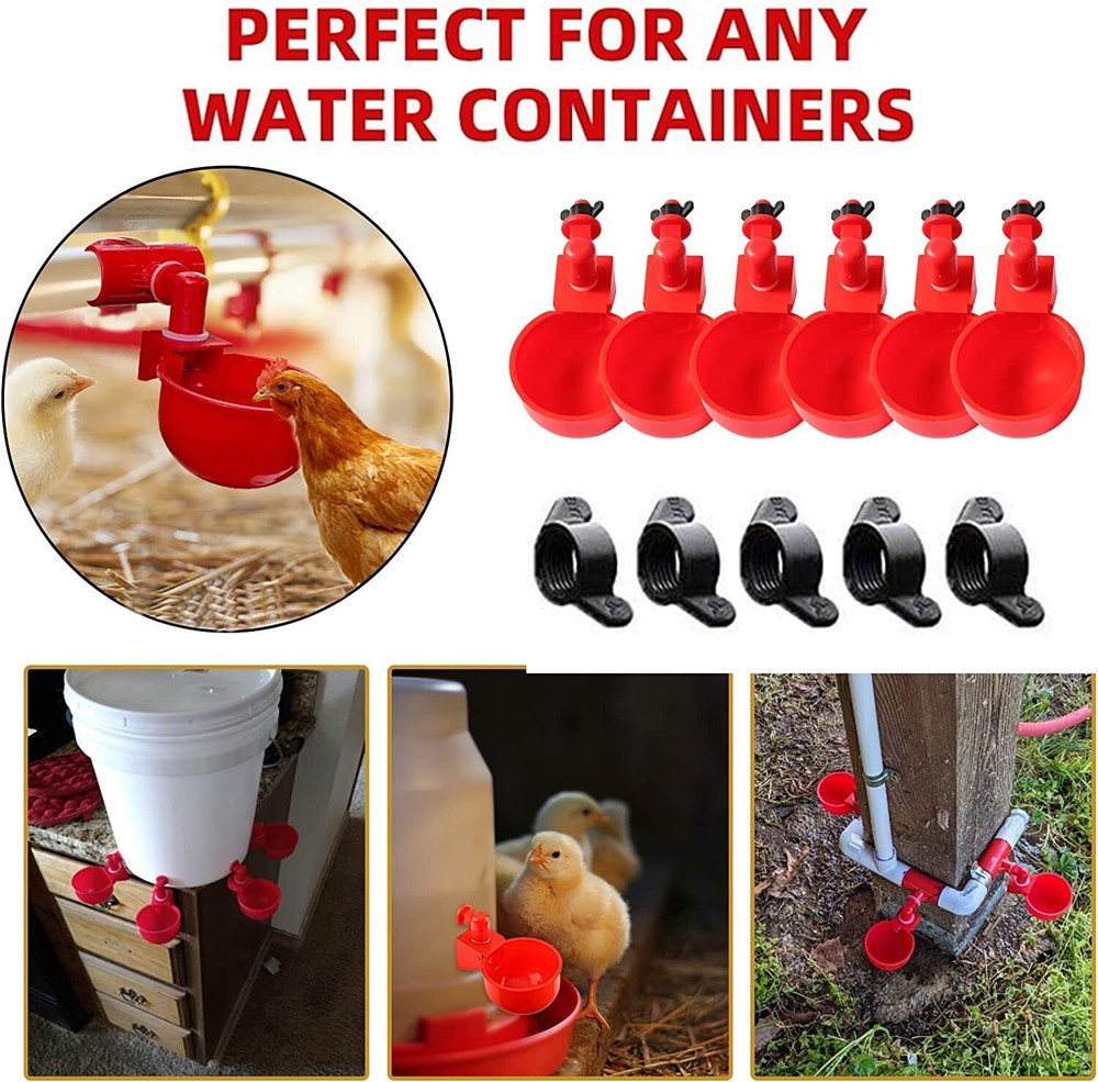 8Pcs Automatic Water Cups Poultry Drinker Waterer Chicken Ducks Quail Drinking