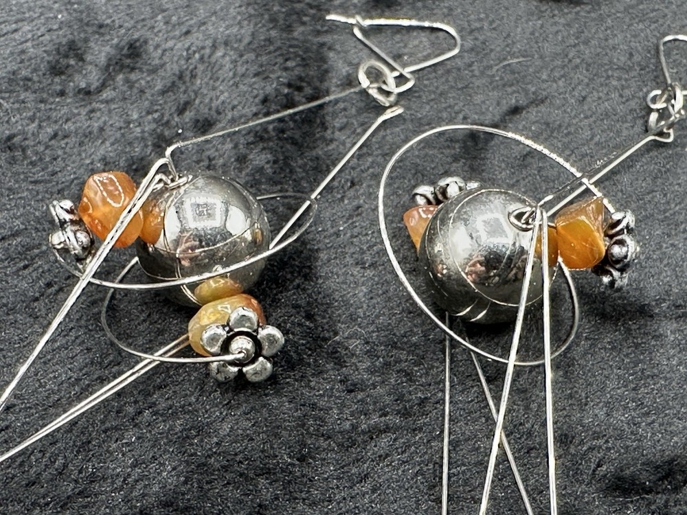 Modernist Asymmetrical Drop Beaded Earrings