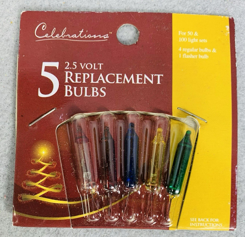 2.5 volt Christmas Light Bulbs Multicolor Mini For 50 100 Light String 4+Flasher