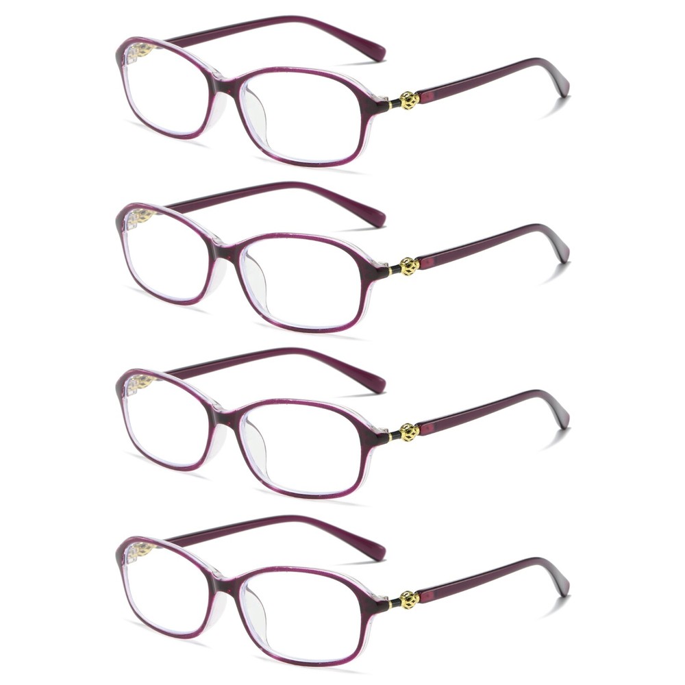 4 PK Womens Blue Light Blocking Reading Glasses Readers for Computer Paper Work